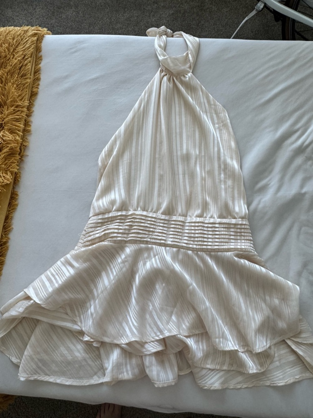 Ivory Halter Ruffled Mini Dress